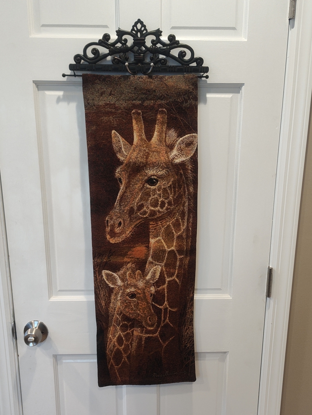 Rustic Brown Giraffe Tapestry Wall Art